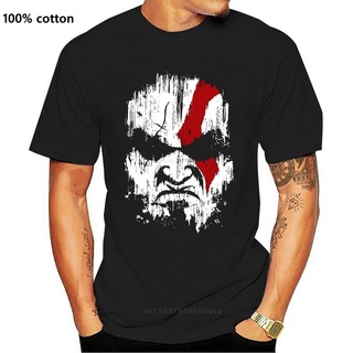 เสื้อยืดลําลอง ผ้าฝ้าย แขนสั้น พิมพ์ลาย KRATOS GOD OF WAR DEMIGOD FACE BLACK CLIC GAMERS PH3 สําหรับผู้ชาย NJhpdk55MAokm