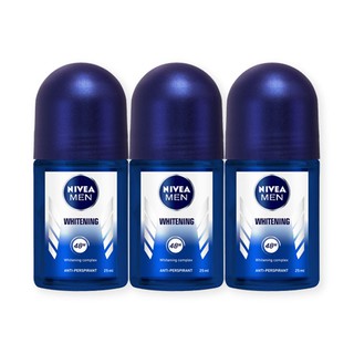 🔥*พร้อมส่ง*🔥 นีเวีย เมน ไวท์เทนนิ่ง โรลออน ขนาด 25 มล. แพ็ค 3 ขวด Nivea Men Whitening Roll-on 25 ml x 3