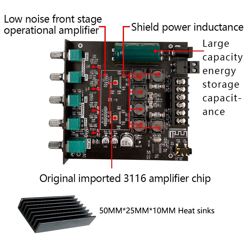 พร้อมส่ง ZK-TB21 TPA3116D2 Bluetooth 50WX2+100W 2.1  แอมป์จิ๋วบูทูธ เเอมป์จิ๋ว ไม่มีเสียงตุ๊