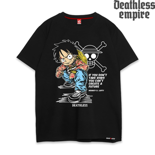 เสื้อยืด ลาย Deathless | อนาคต LUFFY | สีดํา สีดํา | ชุดอนิเมะวันพีช