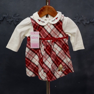 ชุดกันหนาวเด็ก*มีหน้าร้าน ตรงปก พร้อมส่ง*ZK08 เซ็ตเสื้อ2ชิ้น ลายสก็อตสีแดง แขนยาว มีถุงน่อง