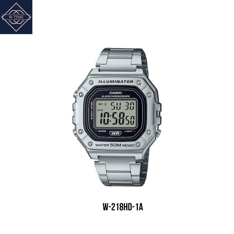 นาฬิกาCasioของแท้ สายเหล็ก ดิจิตอลรุ่น W-218HD