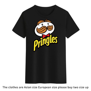 เสื้อยืดคอกลม พิมพ์ลาย Pringles สีดํา สีขาว สําหรับผู้ชาย และผู้หญิง