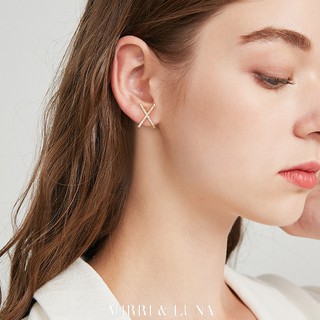 ต่างหูคริสตัลรูปตัว RoseGold X Shape Stud Earrings