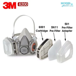 3M 6200 ครบชุด ตลับกรอง 6003 หน้ากากป้องกันสารเคมี งานพ่นสี ป้องกันกรดแก๊ส Acid Vapor ✅(ของแท้ 100%)