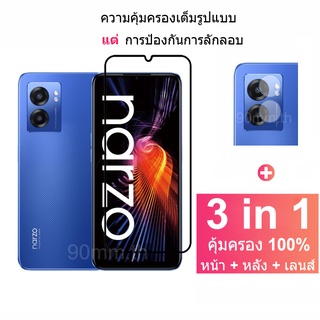 ฟิล์มกระจก Realme Narzo 50 5G ตัวป้องกันหน้าจอกระจกนิรภัยแบบเต็มหน้าจอพร้อมตัวป้องกันเลนส์กล้องสำหรับ Realme Narzo 50 Pro 5G 50i 50A Prime GT 2 Pro Real Me 9 Pro+ 9i 8 Pro Plus C35 C21Y C25