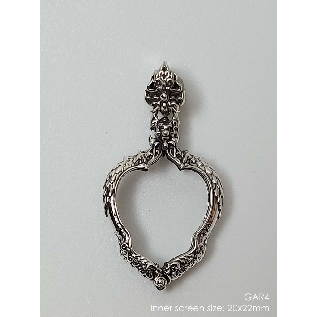 GAR4Silver925 Garuda4 amulet casing 20x22mm กรอบครุฑพิมพ์เล็ก กรอบพระเงินแท้925