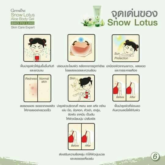 บัวหิมะ ครีมบัวหิมะ น้ำร้อนลวก ไฟไหม้ ความร้อน ว่านหางจรเข้ กิฟฟารีน สโนว์ โลตัส-อโล บอดี้ เจล ทาแผล - รูปที่ 6