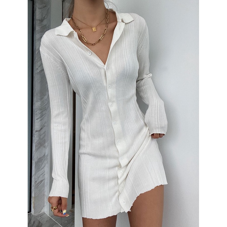 Claire long sleeve dress เดรสสั้น แขนยาว สไตล์ฝรั่ง _Gioia.991 ( #gii345 )