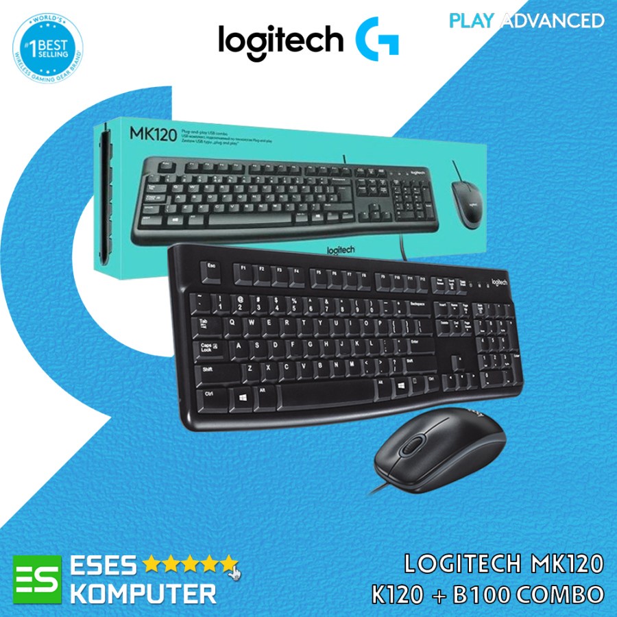 คีย์บอร์ด + เมาส์ Logitech MK120 Combo - Logitech K120 + B100