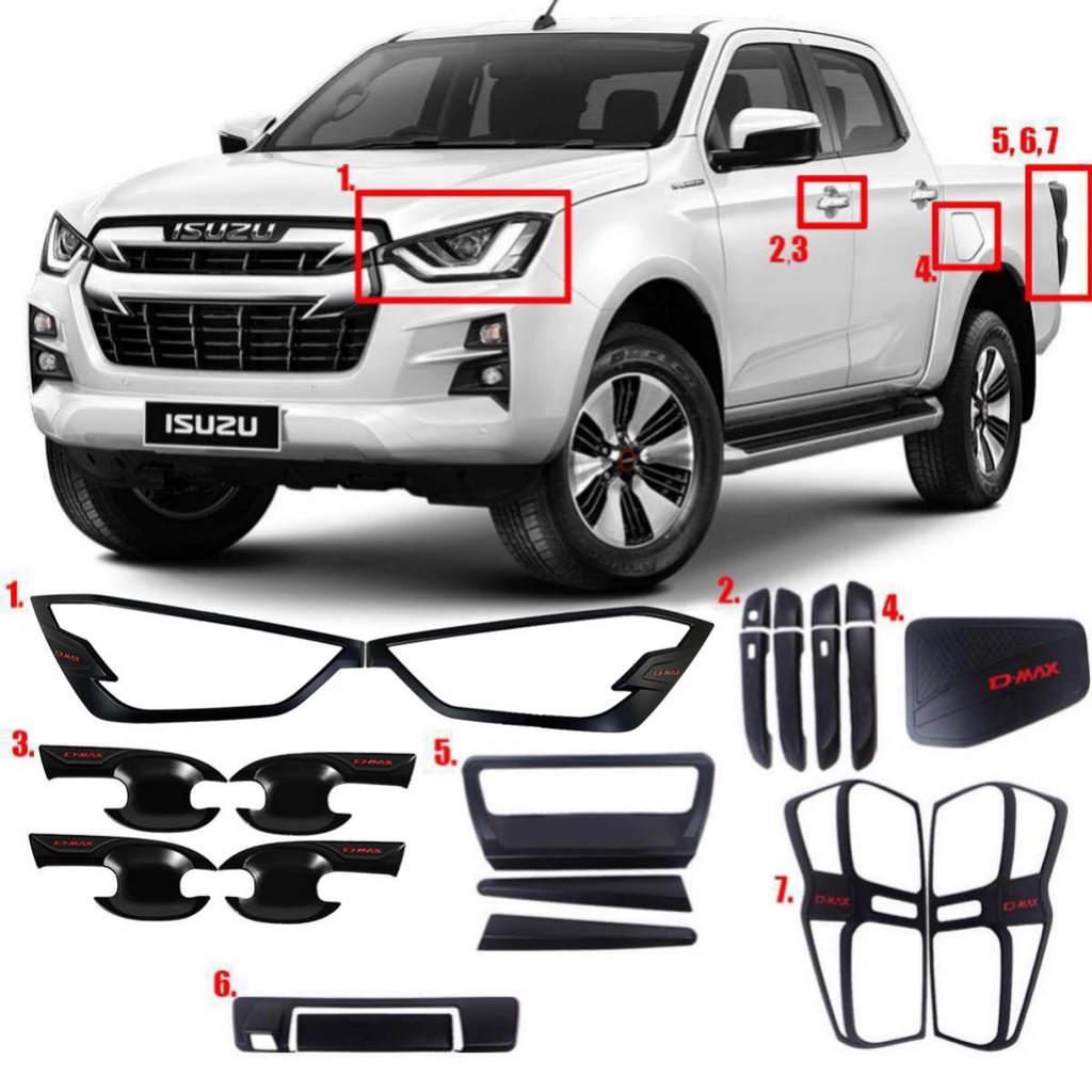 ชุดครอบรอบคัน ชุดแต่งรอบคัน รถยนต์ กระบะ รุ่น อีซูซุ ดีแม็กซ์ ISUZU D-MAX DMAX ปี 2019-2020 ดำด้านโล