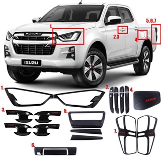 ชุดครอบรอบคัน ชุดแต่งรอบคัน รถยนต์ กระบะ รุ่น อีซูซุ ดีแม็กซ์ ISUZU D-MAX DMAX ปี 2019-2020 ดำด้านโลโก้แดง 1 ชุด 7 อย่าง