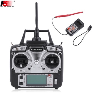 Flysky FS-T6 2.4GHz 6CH โหมด 2 ตัวส่ง และตัวรับสัญญาณ R6-B สําหรับเฮลิคอปเตอร์บังคับ ควอดคอปเตอร์วิทยุ พร้อมโหมดหน้าจอ LED 1 โหมด 2