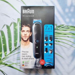 (Braun®) All-in-One trimmer 5 Styling Kit 7-in-1 Model MGK5245 เครื่องโกนหนวด แบบชาร์จได้ + มีดโกนยิลเลตต์