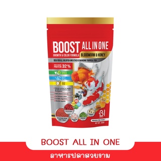 BOOST All IN ONE อาหารปลาสวยงาม สูตรผสมโปรตีนจากหนอนแดง น้ำผึ้ง 200 g. (เม็ดบี) Size B