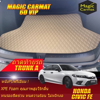 Honda Civic FE Sedan 2021-รุ่นปัจจุบัน Trunk A (เฉพาะถาดท้ายรถแบบ A) ถาดท้ายรถ Honda Civic FE พรม6D VIP Magic Carmat