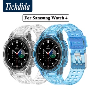 สําหรับ Samsung Galaxy Watch 4 Classic 46 มม. สายซิลิโคนใส + เคสนาฬิกา 4 44 มม. 40 มม.