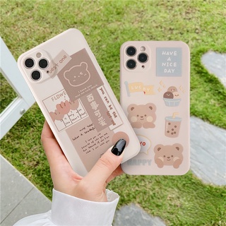 เคสโทรศัพท์มือถือ ซิลิโคนนิ่ม ขอบตรง ป้องกันเลนส์ ลายการ์ตูนหมีน่ารัก itel A16 A33 A37 A26 A56 Pro A57 A58