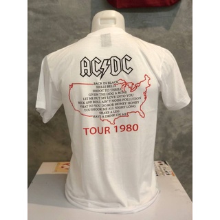 BAYANG AC DC สีขาว เสื้อวงดนตรี ร็อคต่างประเทศ เสื้อชาวร็อค เสื้อtour would เสื้อยืดคอกลม เสื้อยืดผู้ชาย เสื้อสไตล์วินเท