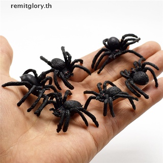 Remitglory แมงมุมปลอม พลาสติก ยืดหยุ่น สีดํา ของเล่นตลก ของขวัญฮาโลวีน 5 ชิ้น