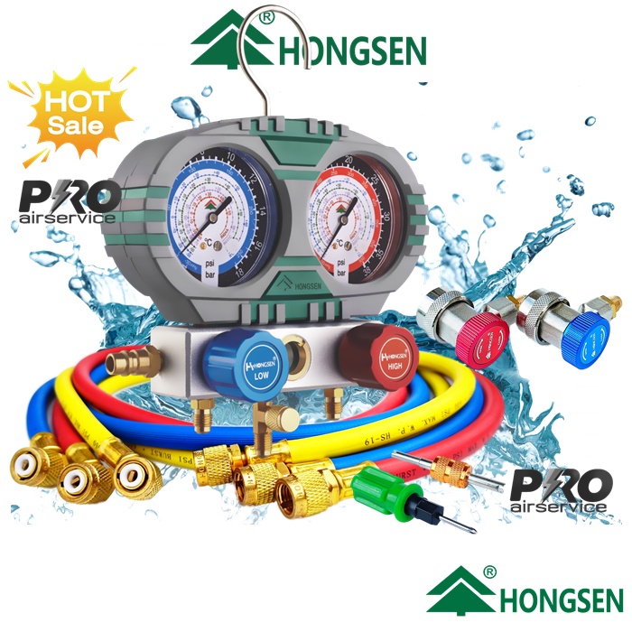 เกจคู่ Hongsen Manifold Gauge รุ่น HS-S60-105A วัดน้ำยา R22-134A-R12 ...