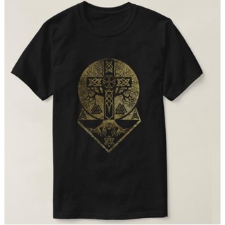 เสื้อยืด พิมพ์ลาย Tree Of Life Yggdrasil And Celtic Cross สไตล์ฮาราจูกุS-5XL