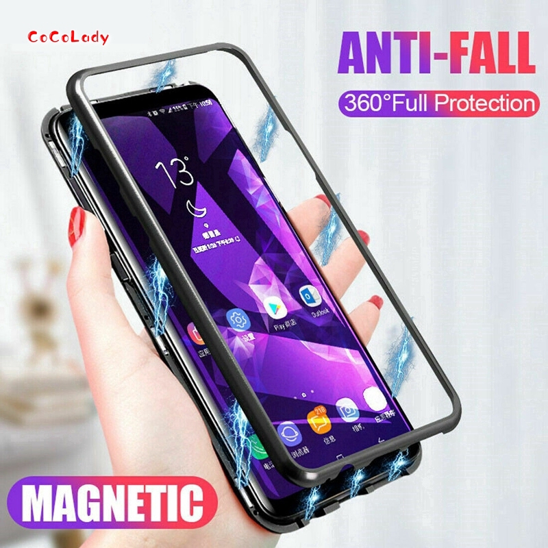 Magnetic Case OPPO Reno 10x Zoom A7 A5s AX5s A3s F11 Pro F9 F1 Plus R17 R11s Metal Frame Glass Cover