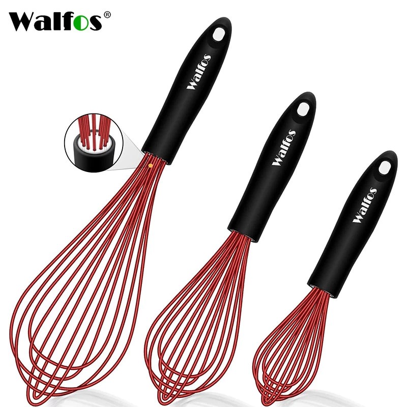 Walfos ตะกร้อตีไข่ แบบซิลิโคนและสเตนเลส ทนความร้อน