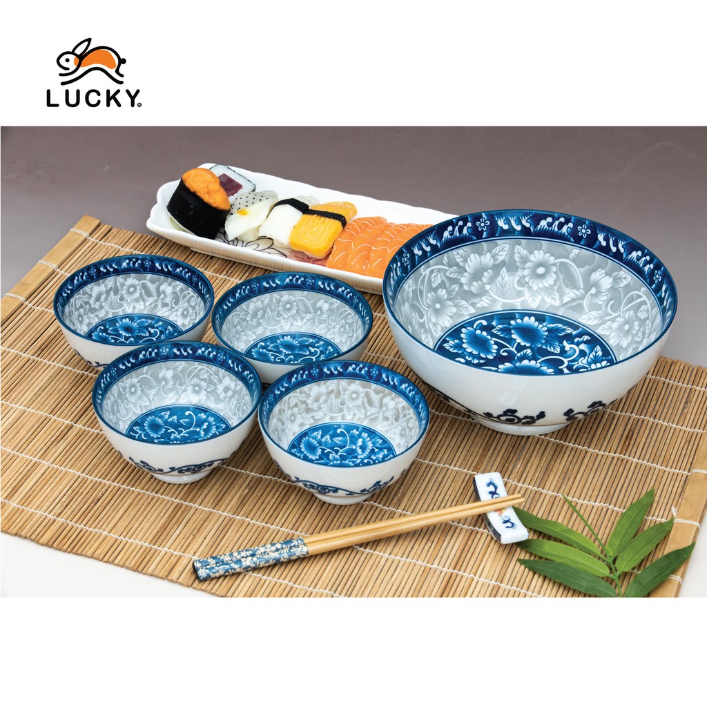 LUCKY HOME ชุดของขวัญ ชามเซรามิค 5 ใบ EB066/5-1GB ขนาด(กว้าง x สูง): ชามใหญ่ 8 " 1 ใบ/ชามเล็ก 4.5 " 