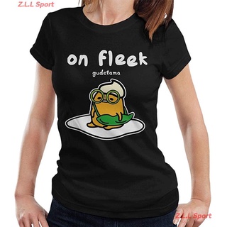 กุเดทามะ เสื้อยืดพิมพ์ลายการ์ตูน Gudetama On Fleek Womens T-Shirt เสื้อผู้ชาย เสื้อยืดผู้หญิง ลายฮิต เสื้อคอกลม