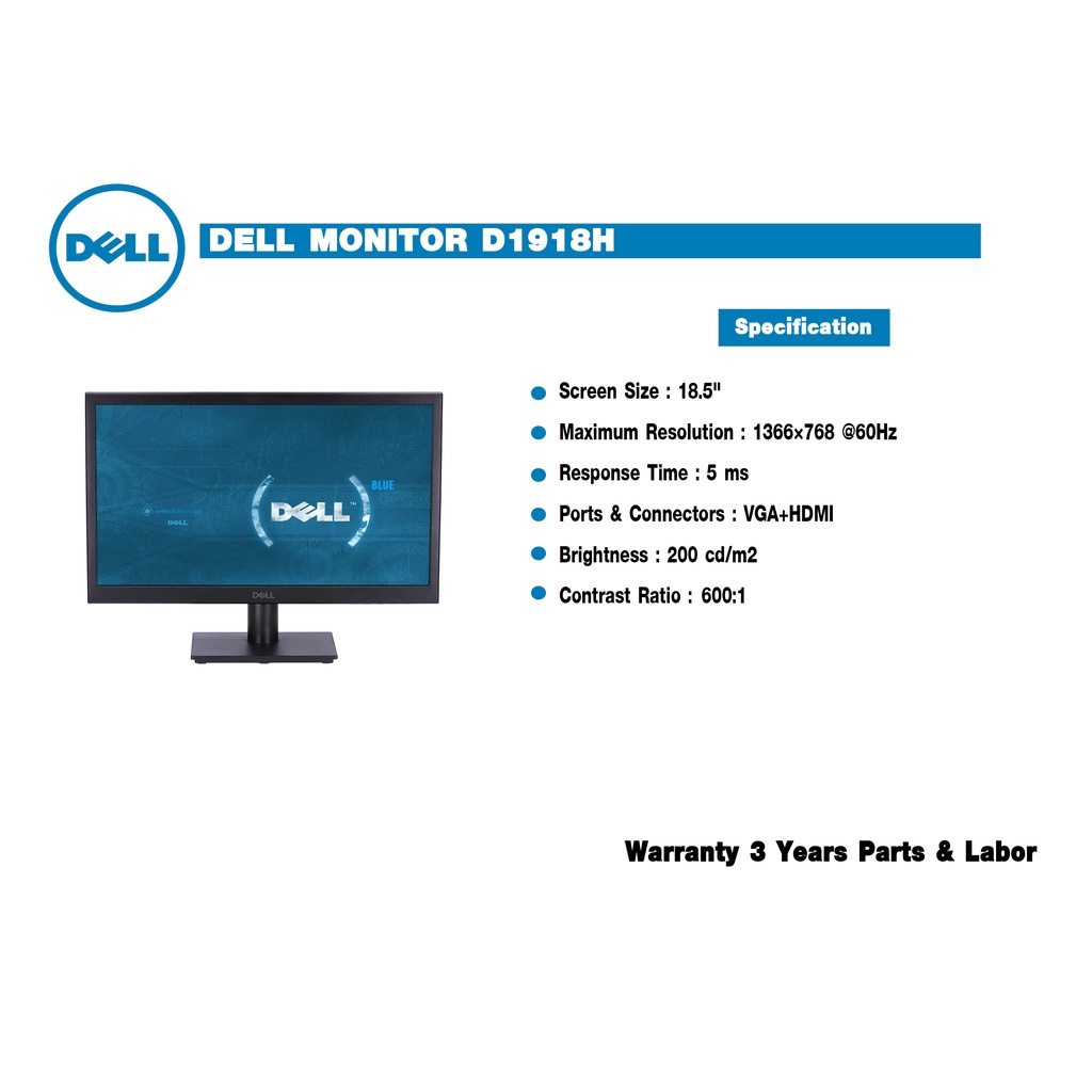 MONITOR DELL D1918H 18.5" TN 60Hz