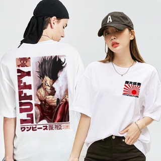 อะนิเมะวีรบุรุษกราฟิก Tee unisex ขนาดใหญ่สีขาวแฟชั่นแฟชั่นอินเทรนด์เสื้อยืดสตรีทแวร์หนึ่งชิ้นลู oSN