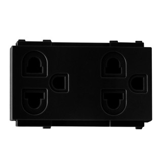 เต้ารับคู่ 3 ขา+ม่านนิรภัย EVE 589834 สีดำ DOUBLE SOCKET WITH SAFETY SHUTTER EVE 589834 3-PIN BLACK