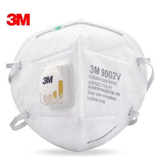 3M รุ่น9002V หน้ากากป้องกันฝุ่นละอองแบบพับได้ พร้อมวาล์วระบายอากาศ สายคาดศีรษะ