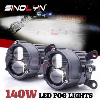 Sinolyn ไฟตัดหมอก LED 12V 24V สีขาว เหลือง สําหรับรถยนต์ รถจักรยานยนต์