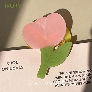 Ivory กิ๊บติดผม รูปดอกทิวลิป กรดอะซิติก หรูหรา สไตล์ฝรั่งเศส เรโทร ฤดูร้อน สําหรับเด็กผู้หญิง