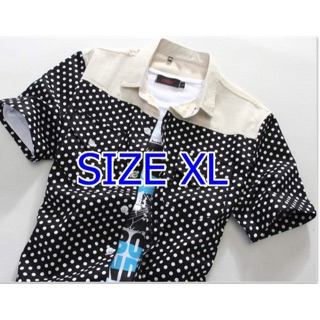 เสื้อเชิ๊ตลายจุด แขนสั้น สีดำ xl รหัสสินค้า hzx2923 ดำxl