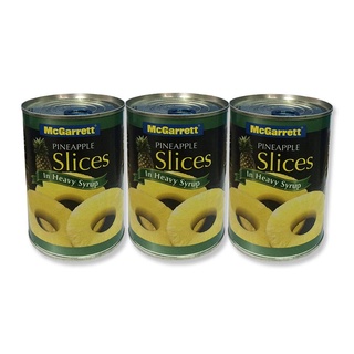 แม็กกาแรต สับปะรดแว่นในน้ำเชื่อม 565กรัม ยกแพ็ค 3กระป๋อง McGARRETT PINAPPLE SLICES