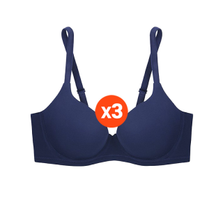 Sabina เสื้อชั้นใน (Set 3 ชิ้น) (มีโครง) Seamless Fit รุ่น S-Sixnatuer บัวตูม รหัส SBS2200BD สีน้ำเงิน