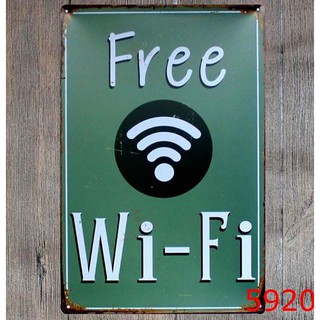 พร้อมส่งป้ายสังกะสีfree wifi