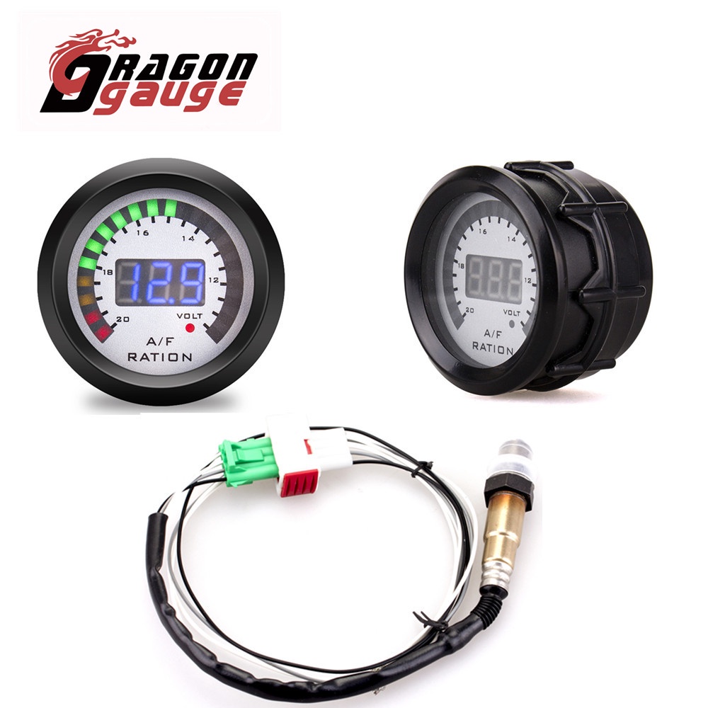 DRAGON GAUGE 52 มม.Air การใช้ Ratio Gauge แคบ O2 เซนเซอร์ออกซิเจนรถวัดดิจิตอลจอแสดงผล Fit สําหรับ 12V รถ 0258006028