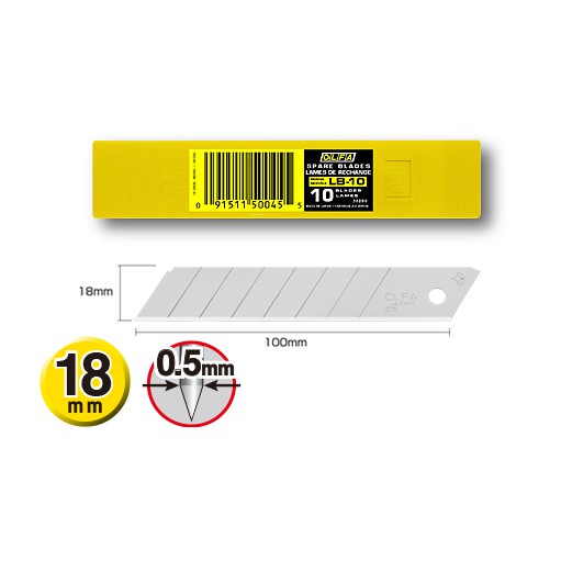ใบมีดคัตเตอร์ OLFA LB-10 ขนาด18มม. (หลอด10ใบ)