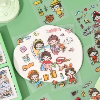 สติกเกอร์ ลายการ์ตูนน่ารัก กันน้ํา สําหรับตกแต่งสมุดโน้ต ขวดน้ํา PET