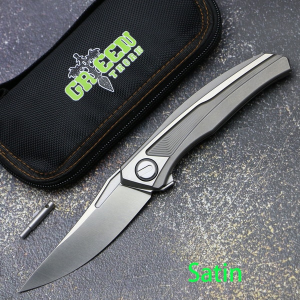 Green Thorn quantum flier folding knife D2 blade TC4 titanium handle  outdoor caming hunting tactics ocket fruit knives E | Shopee Thailand