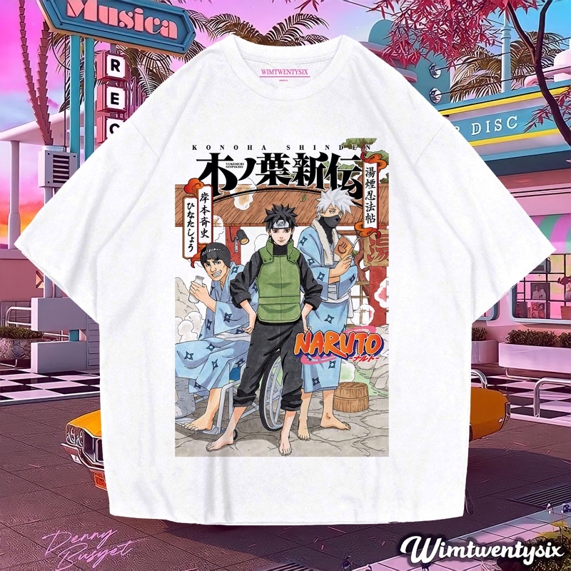 NARUTO KONOHA SHINDEN VINTAGE TEE (เสื้อยืดสีขาวขนาดใหญ่)