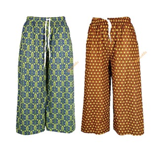 กางเกงลายไทย กางเกงลายไทย7ส่วน กางเกงขาสั้น (ความยาวเลยเข่า) ผ้าหนังไก่ใส่สบาย มีกระเป๋า2ข้าง มีเชือกผูกรูดได้ (180#)