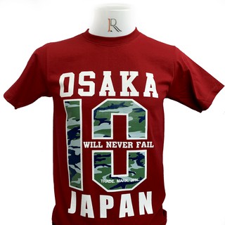 เสื้อยืด N&amp;F  SIze M L XL XXL ลาย OSAKA สีเลือดเลือดหมู   รูปถ่ายสินค้าจริง