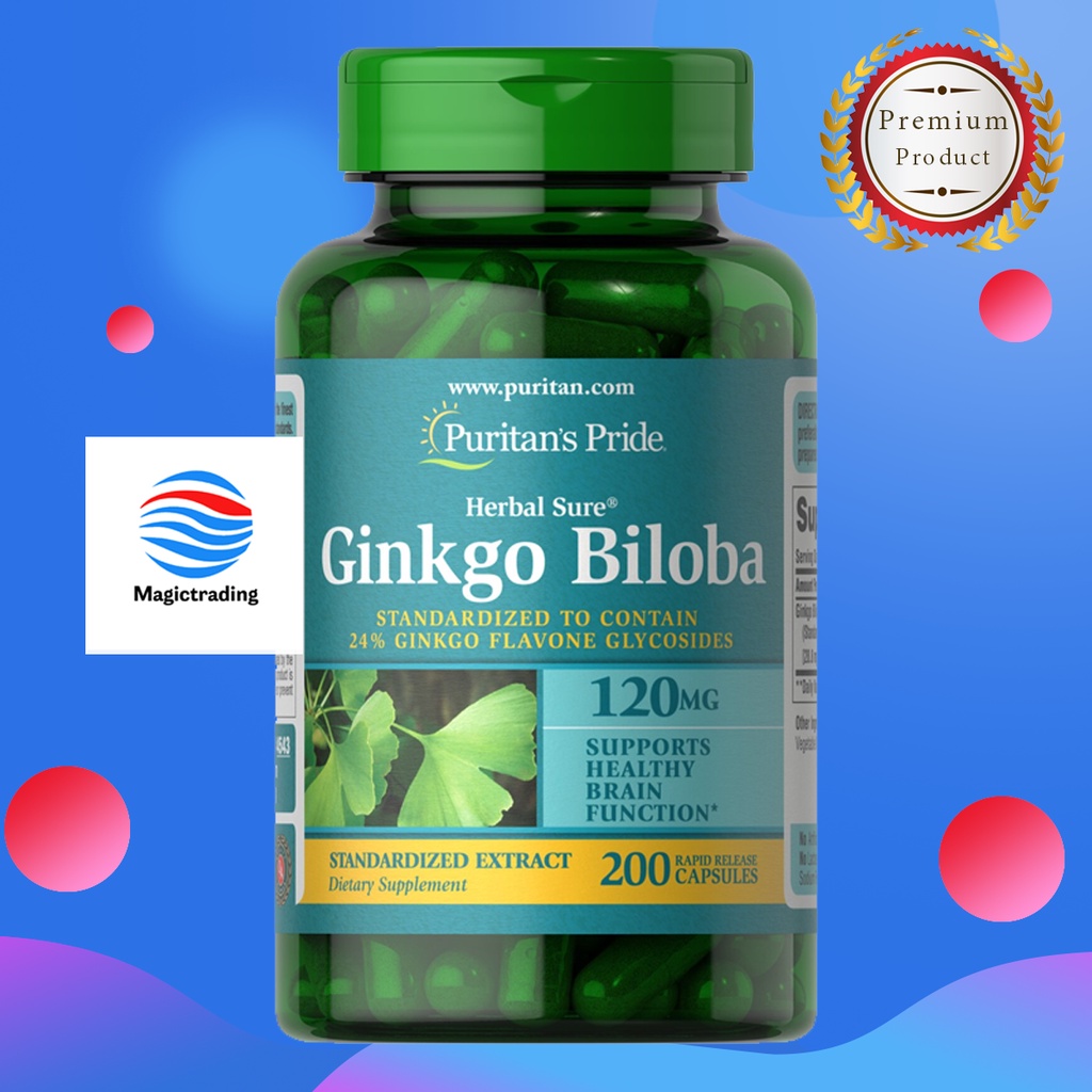 Puritan's Pride Ginkgo Biloba Standardized Extract 120 mg / 200 Capsules