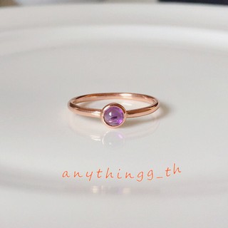 แหวนเงินแท้ 92.5% สีPinkgold พลอยอเมทิสต์(Amethyst)