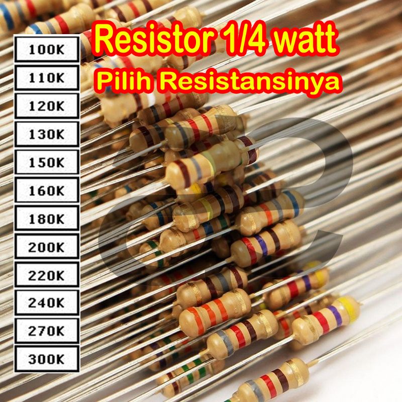 100 KOhm - 300 KOhm CARBON RESISTORS 1/4WATT 5%